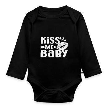 Embrasse-moi bébé - Body Bébé bio manches longues - noir - Devant