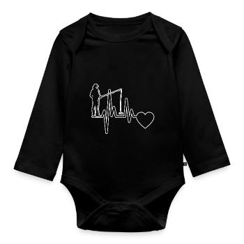 Fishing Fishing Fishing Fishing Fishing Hooks - Organic Longsleeve Baby Bodysuit - black - Front