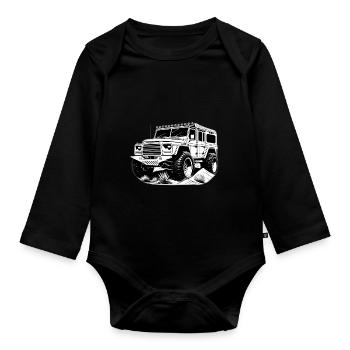 Offraod Geländewagen Motiv - Baby Bio-Langarm-Body - Schwarz - Vorne