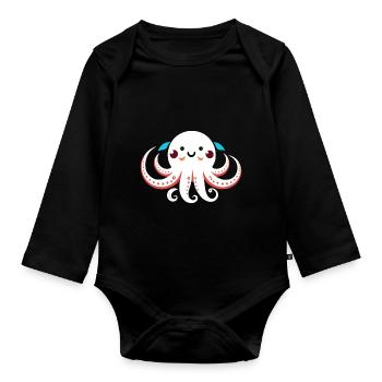 petite pieuvre - Body Bébé bio manches longues - noir - Devant