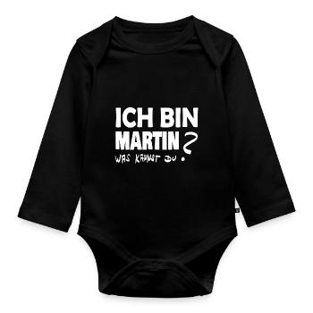 Geschenkidee Martin - Baby Bio-Langarm-Body - Schwarz - Vorne