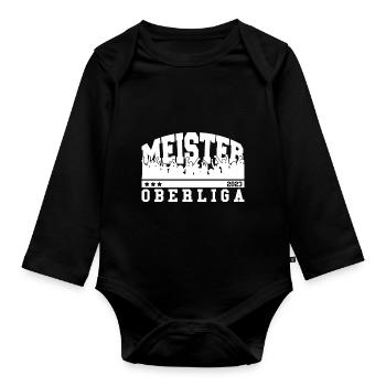 Meister 2023 Oberliga Aufstieg Fußball - Baby Bio-Langarm-Body - Schwarz - Vorne