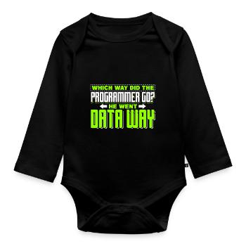 Programming - Which way did the programmer go? - Organic Longsleeve Baby Bodysuit - black - Front