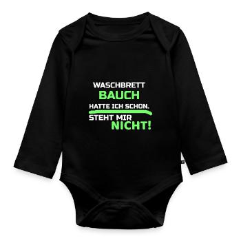 Lustige Sprüche - Baby Bio-Langarm-Body - Schwarz - Vorne