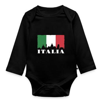 Italy skyline - Organic Longsleeve Baby Bodysuit - black - Front