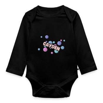 Cadeau Prénom Cayden - Body Bébé bio manches longues - noir - Devant