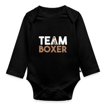 Hund Boxer - Baby Bio-Langarm-Body - Schwarz - Vorne