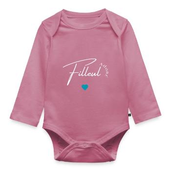 Filleul adoré - Body Bébé bio manches longues - mauve - Devant