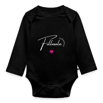 Filleule adorée - Body Bébé bio manches longues - noir - Devant