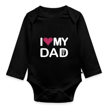 J’aime mon papa J’aime mon papa - Body Bébé bio manches longues - noir - Devant
