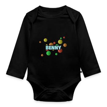 Geschenk Vorname Benny - Baby Bio-Langarm-Body - Schwarz - Vorne