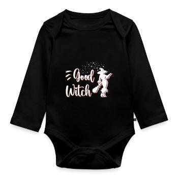 Good Witch Geschenk für Frauen und Freundinnen - Baby Bio-Langarm-Body - Schwarz - Vorne