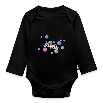 Gift Alwin - Organic Longsleeve Baby Bodysuit - black - Front