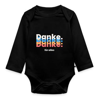 Black and Beige Colorful Typography T Shirt 1 1 - Baby Bio-Langarm-Body - Schwarz - Vorne