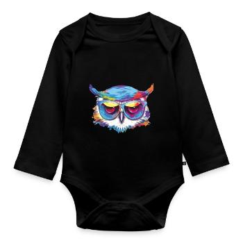 Kohl die Eule - Baby Bio-Langarm-Body - Schwarz - Vorne