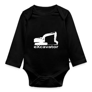 excavator construction worker construction civil engineering excavator construction machine - Organic Longsleeve Baby Bodysuit - black - Front
