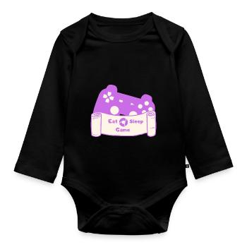 Manger, dormir, jouer et répéter - Violet/Beige - Body Bébé bio manches longues - noir - Devant