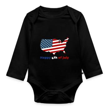 Alles Gute zum 4. Juli, Unabhängigkeitstag, USA, Sterne - Baby Bio-Langarm-Body - Schwarz - Vorne