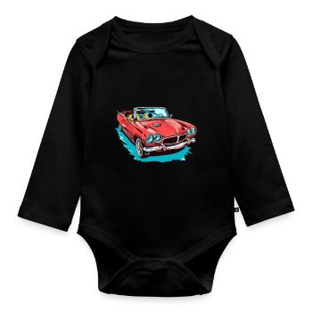 Cabriolet rouge - Body Bébé bio manches longues - noir - Devant