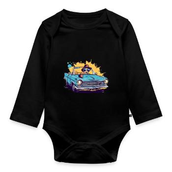 Emma im Cabrio - Baby Bio-Langarm-Body - Schwarz - Vorne