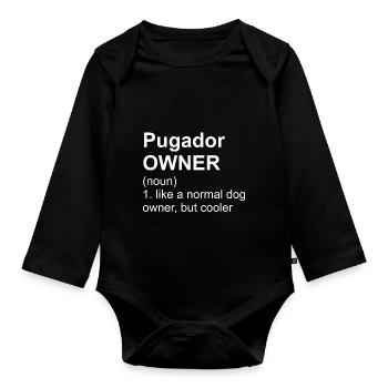 Pugador Owner I Mops Labrador Mix - Baby Bio-Langarm-Body - Schwarz - Vorne