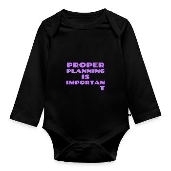 Proper Planning - Organic Longsleeve Baby Bodysuit - black - Front