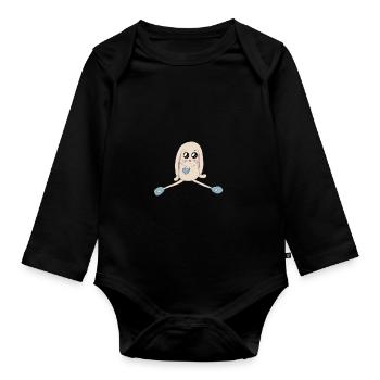 Rabbit - Organic Longsleeve Baby Bodysuit - black - Front