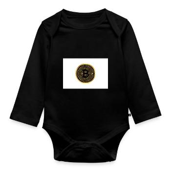 BitCoin Emblem - Baby Bio-Langarm-Body - Schwarz - Vorne