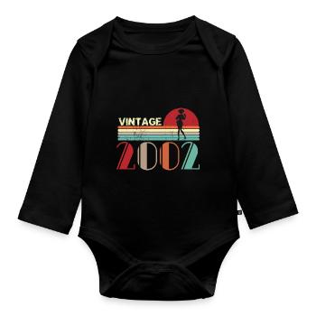 Vintage Geburtstag Retro Sonnenuntergang Design - Baby Bio-Langarm-Body - Schwarz - Vorne