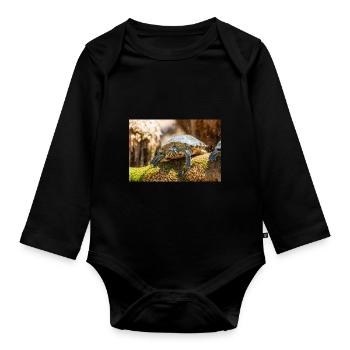 Gelbbauch-Slider Trachemys scripta scripta - Baby Bio-Langarm-Body - Schwarz - Vorne