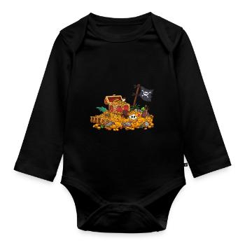 Cartoon-Schatz - Baby Bio-Langarm-Body - Schwarz - Vorne