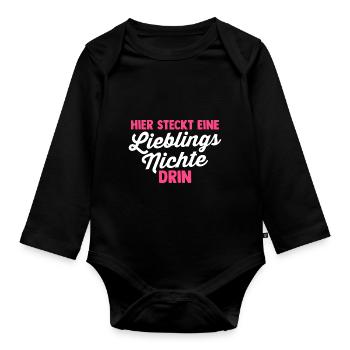 Nichte - Baby Bio-Langarm-Body - Schwarz - Vorne