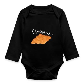 Croissant - Cuisine française - Body Bébé bio manches longues - noir - Devant