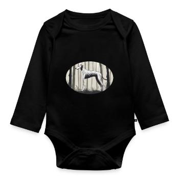 Profile of a Lurcher - Organic Longsleeve Baby Bodysuit - black - Front