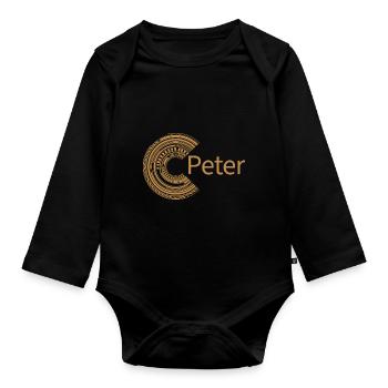 For Peter - Organic Longsleeve Baby Bodysuit - black - Front