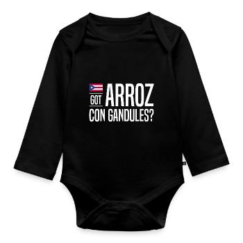 Puerto Rico | Puerto Ricaner Flagge Geschenkideen - Baby Bio-Langarm-Body - Schwarz - Vorne