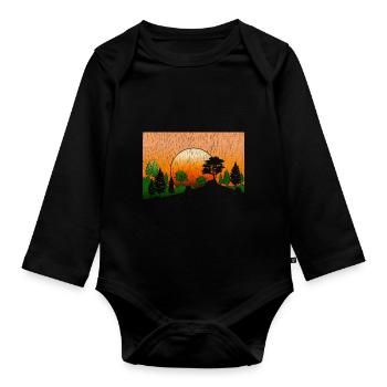 Forest Nature Lover Gift Sunset Nature - Organic Longsleeve Baby Bodysuit - black - Front