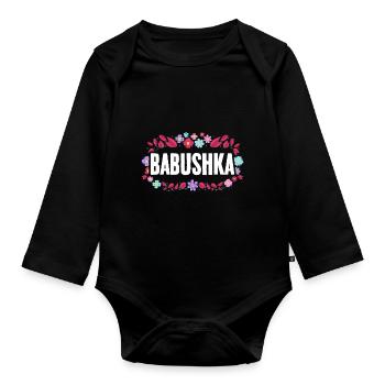 Awesome Babushka Russian Grandma For A Rossiya - Baby Bio-Langarm-Body - Schwarz - Vorne