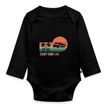 Enjoy your Car - Organic Longsleeve Baby Bodysuit - black - Front