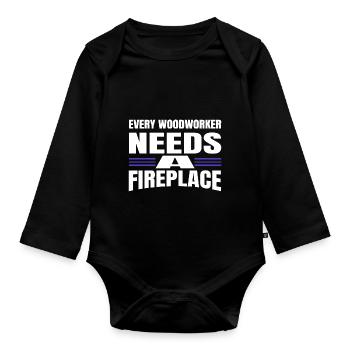arboriculture carpentry present idea woodworking - Organic Longsleeve Baby Bodysuit - black - Front