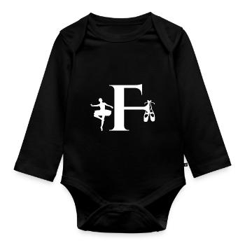 Buchstabe f Ballerina - Baby Bio-Langarm-Body - Schwarz - Vorne