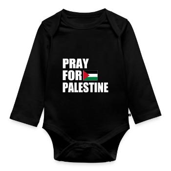 Pray for palestine - Body Bébé bio manches longues - noir - Devant