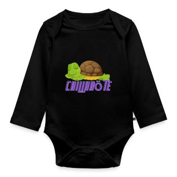 Chillkröte - das Shirt für Entspannte - Baby Bio-Langarm-Body - Schwarz - Vorne