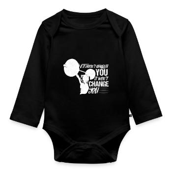 If It Doesn't Challenge You Workout Training Weigh - Organic Longsleeve Baby Bodysuit - black - Front