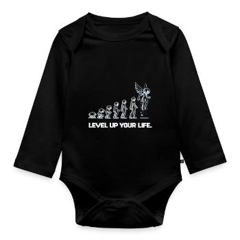 Verbessere dein Leben - Baby Bio-Langarm-Body - Schwarz - Vorne