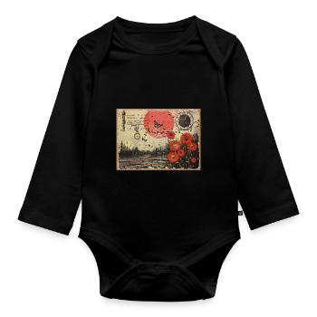 Vintage Picture - Organic Longsleeve Baby Bodysuit - black - Front