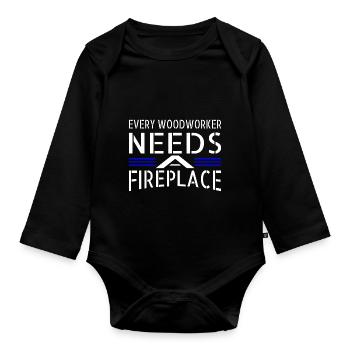 lumberman mason funny woodworking daddesign - Organic Longsleeve Baby Bodysuit - black - Front