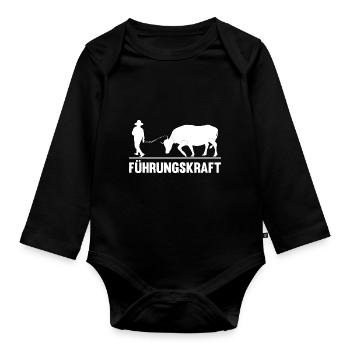 Kuh Bauernhof Kuhbauer Landwirt Rind Kühe - Baby Bio-Langarm-Body - Schwarz - Vorne