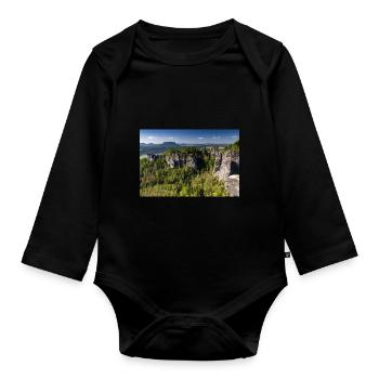 Bastei in Saxon Switzerland - Organic Longsleeve Baby Bodysuit - black - Front