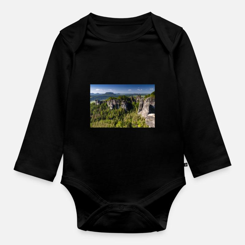 Bastei in der Sächsischen Schweiz - Baby Bio-Langarm-Body - Schwarz